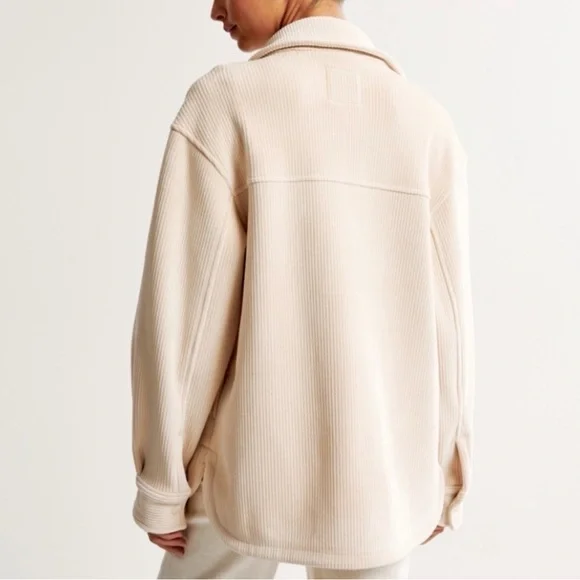 Abercrombie & Fitch Cozy Corduroy Cream Fleece Shacket Jacket Sz S - Picture 11 of 14